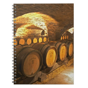 Eiken vaten in de kelder bij Domaine Comte Notitieboek