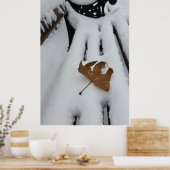 eikenblad op nieuwe sneeuw poster (Keuken)