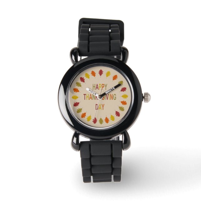 Eikenbladeren met Thanksgiving Horloge (Voorkant)
