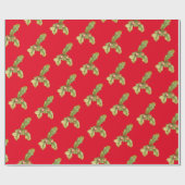 Eikenbladeren op rood cadeaupapier (Vlak)