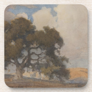 Eikenboom (1910) – Majestueuze antieke aquarel Bier Onderzetter