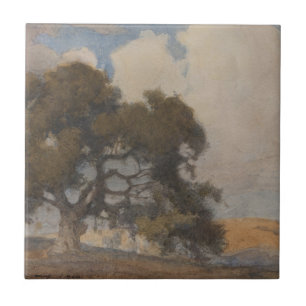 Eikenboom (1910) - Majestueuze Waterverf Tegeltje