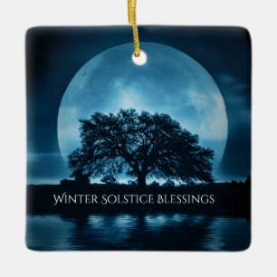 Eikenboom en Maan Winterzonnewende Zegeningen Keramisch Ornament