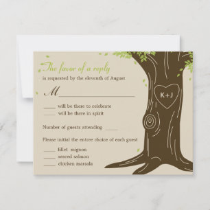 Eikenboom Huwelijks RSVP Kaart met Menu Keuze