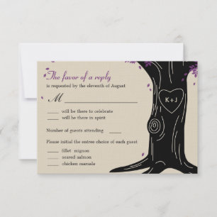 Eikenboom Huwelijks RSVP Kaart met Menu Keuze