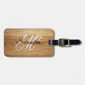 Eikenhout afbeelding fancy monogram bagagelabel (Voorkant horizontaal)