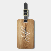 Eikenhout afbeelding fancy monogram bagagelabel (Voorkant verticaal)