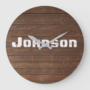 eikenhout met familienaam grote klok