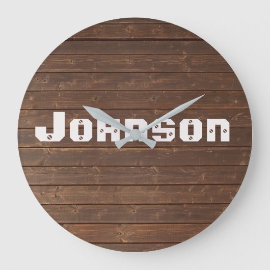eikenhout met familienaam grote klok (Voorkant)