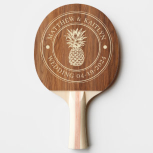 Eikenhouten ananas trouw kam & namen tafeltennisbatje
