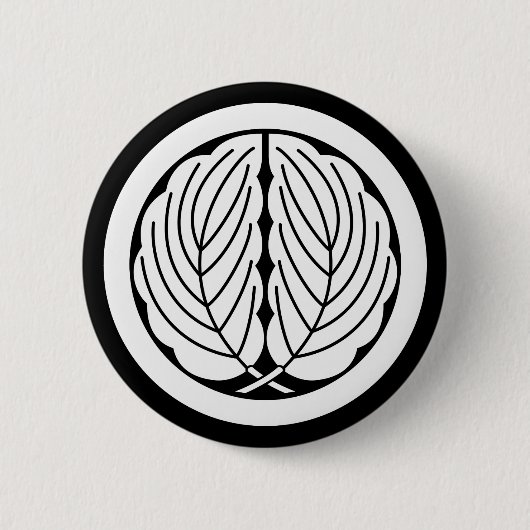 Eikkerbladeren in een cirkel ronde button 5,7 cm (Voorkant)