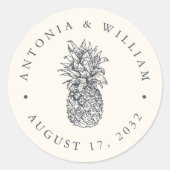 Eiland  ananas bruiloft gunst ronde sticker (Voorkant)
