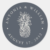 Eiland  ananas bruiloft gunst ronde sticker (Voorkant)