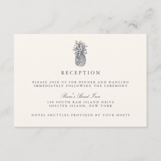Eiland Ananas Bruiloft Receptie Kaart (Voorkant)