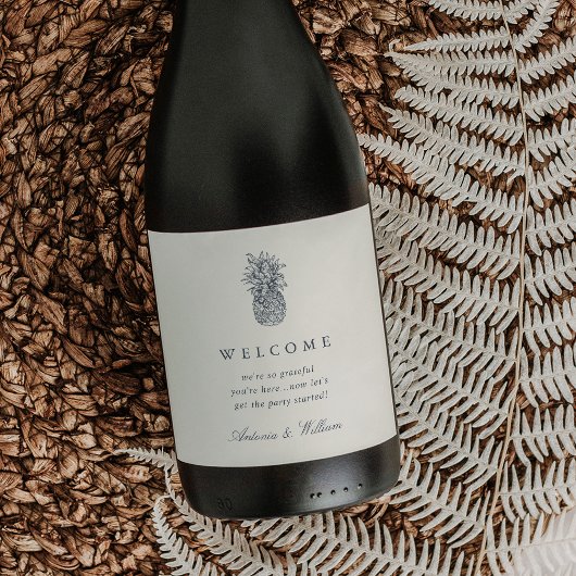 Eiland ananas bruiloft welkom wijn etiket