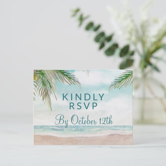 Eiland Breeze Sandy Beach Bruiloft Maaltijd Keuze Briefkaart (Staand voorkant)