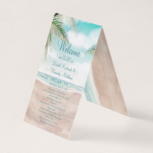 Eiland Breeze Tropische Bruiloft Ceremonie Program Kaart (Voorkant)