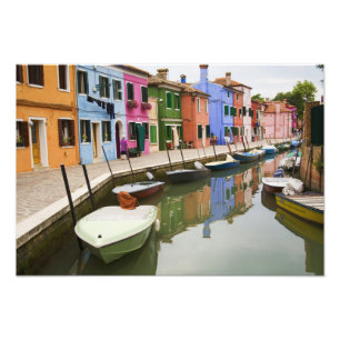 Eiland Burano, Burano, Italië. Kleurrijk 4 Foto Afdruk