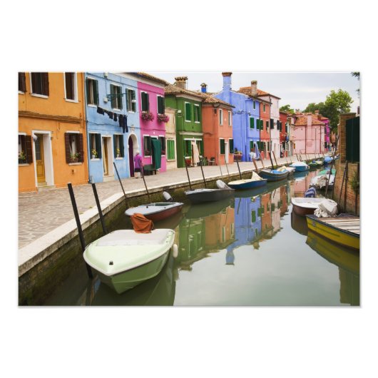 eiland Burano, Burano, Italië. Kleurstof 4 Foto Afdruk (Voorkant)