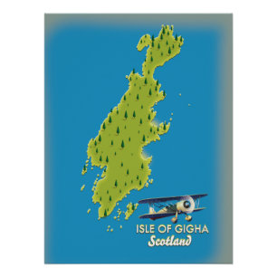 Eiland Gigha Schotland kaart Perfect Poster