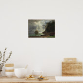 eiland in het meer (olie op het canvas) poster (Keuken)