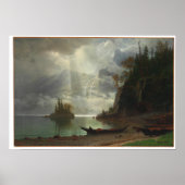 eiland in het meer (olie op het canvas) poster (Voorkant)