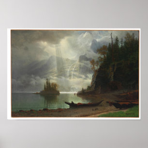 eiland in het meer (olie op het canvas) poster