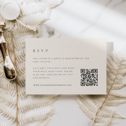 Eiland Marine & Ecru Bruiloft QR Code RSVP Kaartje