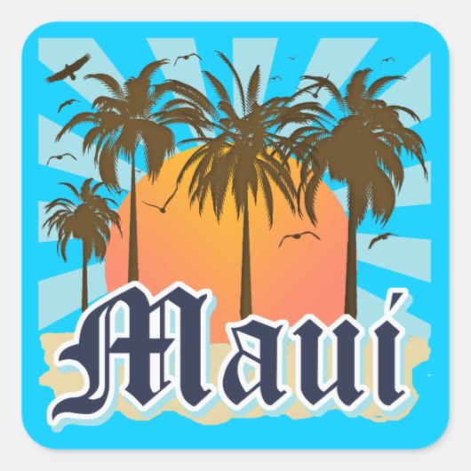eiland Maui Hawaii Souvenir Vierkante Sticker (Voorkant)