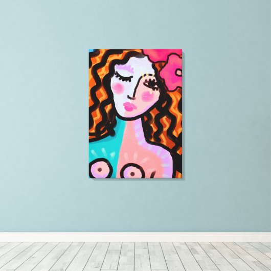 Eiland Meisje Abstract Digitaal Schilderen Canvas Afdruk (Insitu (Houten vloer))