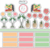 Eiland Meisje Palmboom Tropische bloemen Stickers (Voorkant)