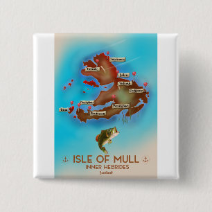 Eiland Mull Binnen-Hebriden Schotland Vintage Kaar Vierkante Button 5,1 Cm