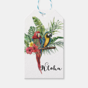 Eiland Paradijs Vogels Tropisch Bloemmotief Cadeaulabel