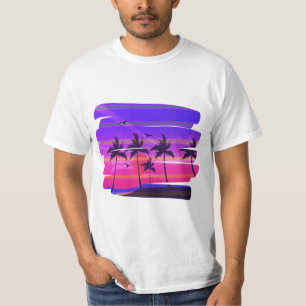 Eiland, strand en palmboom t-shirt