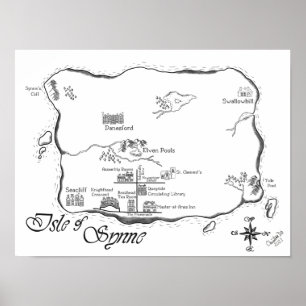 eiland Synne - Lijnkaart Poster