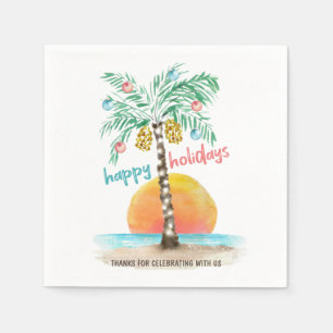 Eiland Vakantie Tropisch Strand Palm Kerstmis Servet