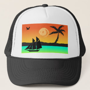Eiland zonsondergang trucker pet
