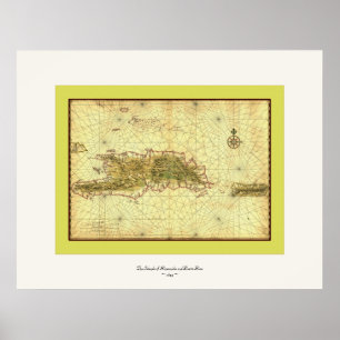 eilanden Hispaniola en Puerto Rico ~ 1639 Poster