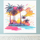 Eilandlandschap met palmbomen canvas afdruk (Insitu (Houten vloer))