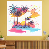 Eilandlandschap met palmbomen canvas afdruk (Insitu (Woonkamer))