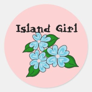Eilandmeisje Tropische Bloemen Ronde Sticker