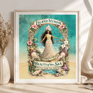 Eilandnimf Tropische Spirituele Oceaan Fantasie Ku Poster