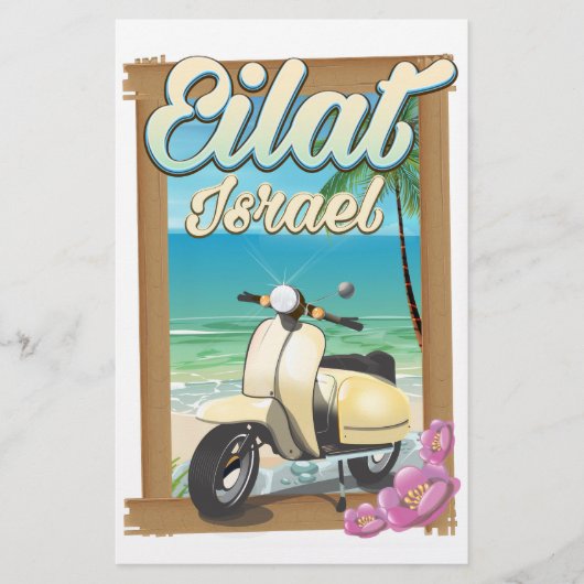 Eilat Beach Israel scooter reisposter Briefpapier (Voorkant)