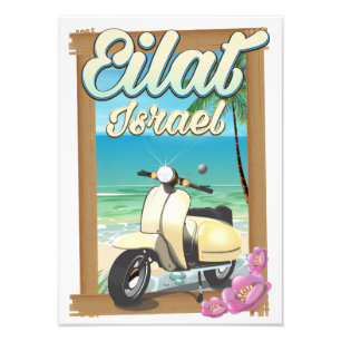 Eilat Strand Israël scooter reisposter Foto Afdruk
