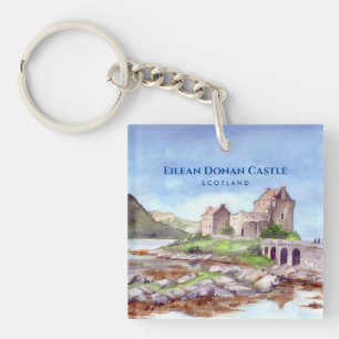 Eilean Donan Castle Scotland Waterverf Painting Sleutelhanger