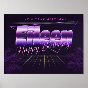 Eileen Nom Vorname lila retro Poster Geburtstag