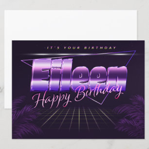 Eileen prénom carte rétro lilas pour anniversaire