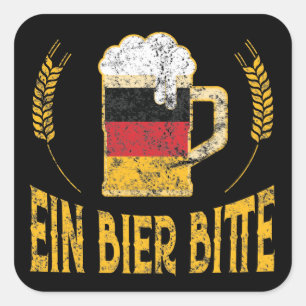 Ein Bier Bitte German Flag One Beer alsjeblieft Vierkante Sticker