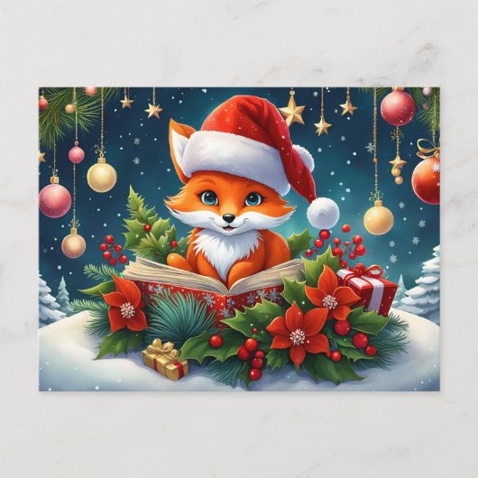 Ein kleiner Fuchs als Weihnachtsmann verkleidet 3a Briefkaart (Voorkant)