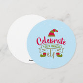 Eind je kerstKaarten in de binnenste, Elf Feestdagenkaart (Voorkant / Achterkant)